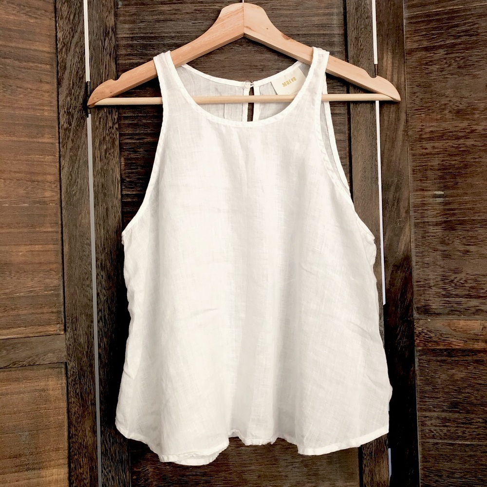 Anthropologie Maeve White Linen Top